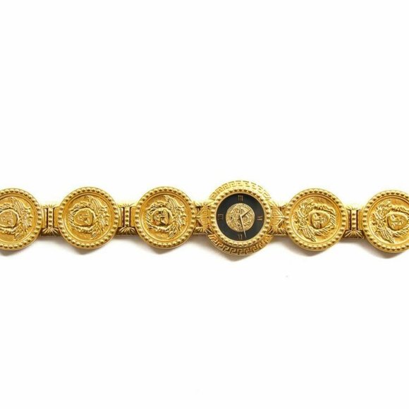 Authentic Gianni Versace Signature Medusa Gold Plated Coin Watch - Picture 4 of 10